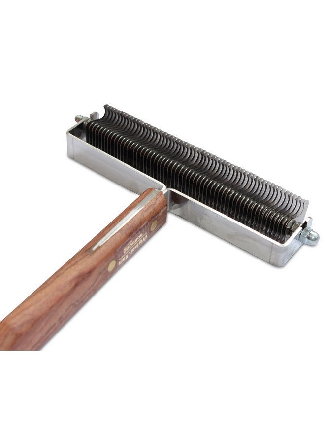 Mars Coat King Triple Wide Dematting Undercoat Grooming Rake Stripper Tool for Horses, Stainless Steel with Wooden Handle, Made in Germany, 60 Blade Extra Fine - Image 3