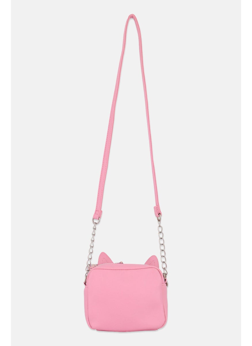 OMG Accessories Bella Sequins Bow Tweed Cross Body Bag 13 H x 16 L x 6 W cm, Pink  - Image 2
