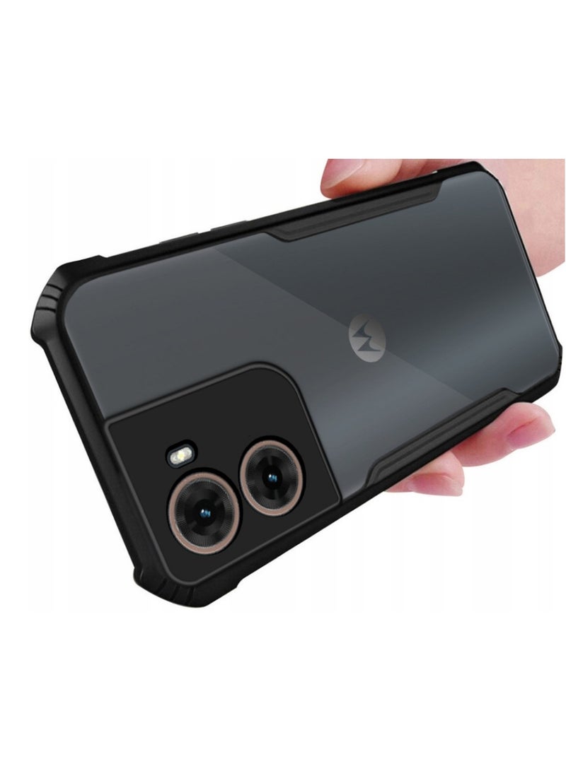 Wtech Motorola Moto G06 4G 2025 Hybrid TPU Silicone with Raised Armour Bumpers Slim Case Cover (MCAPSA) - Clear/Black - Image 2