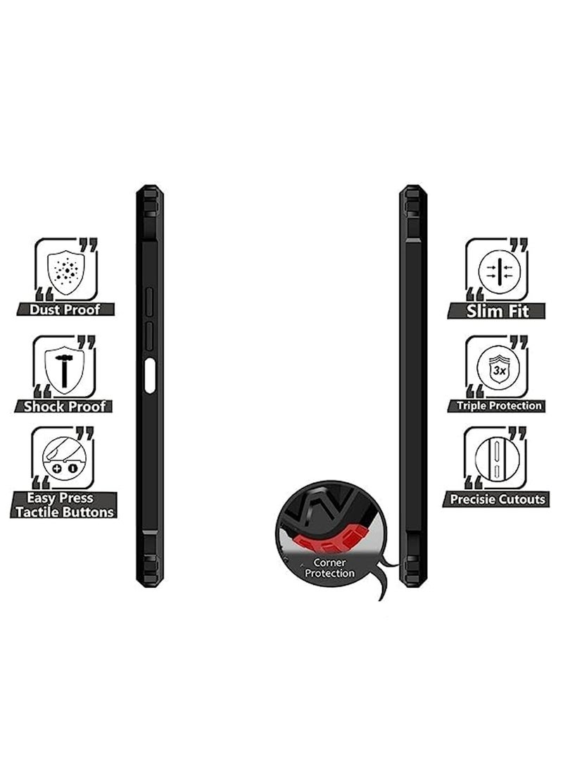 Wtech Motorola Moto G06 4G 2025 Hybrid TPU Silicone with Raised Armour Bumpers Slim Case Cover (MCAPSA) - Clear/Black - Image 5