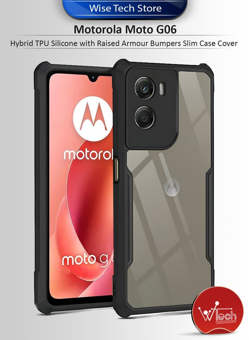 Wtech Motorola Moto G06 4G 2025 Hybrid TPU Silicone with Raised Armour Bumpers Slim Case Cover (MCAPSA) - Clear/Black - Image 1