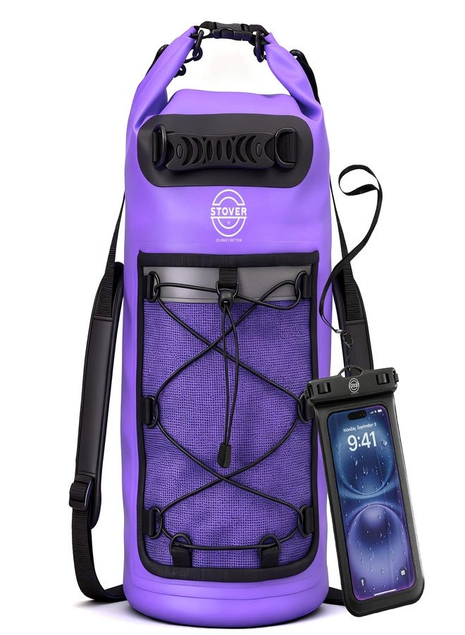 STOVER 30L Dry Bag Backpack with Waterproof Phone Pouch - Purple - Image 1