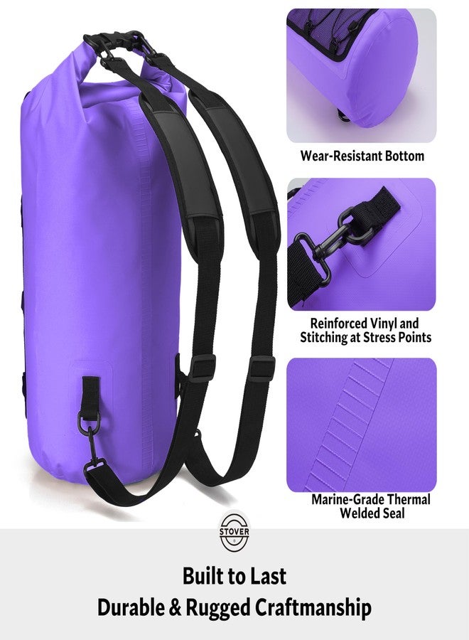 STOVER 30L Dry Bag Backpack with Waterproof Phone Pouch - Purple - Image 4
