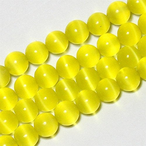 LIFAVOVY 6mm Yellow Cat Eye Beads Round Semi Precious Gemstone Loose Beads for Jewelry Making (63-66pcs/strand) - Image 2