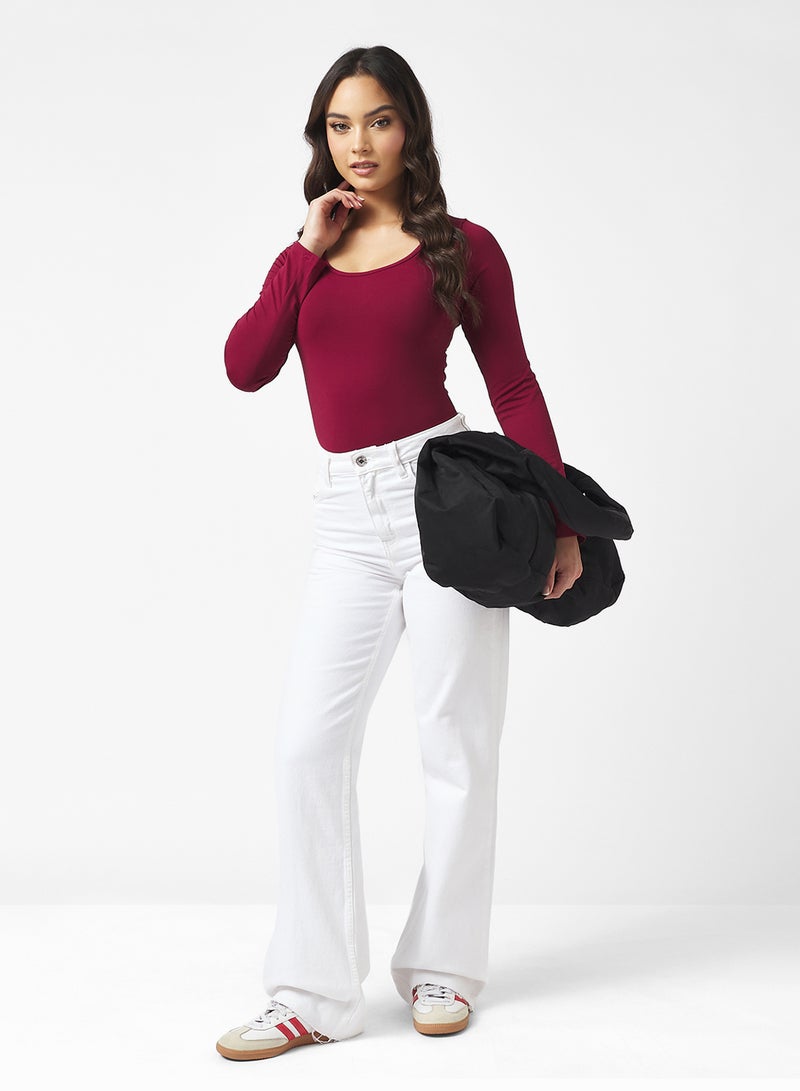 جينجر بيسيكس بودي سوت بأكمام طويلة ورقبة واسعة - Image 4