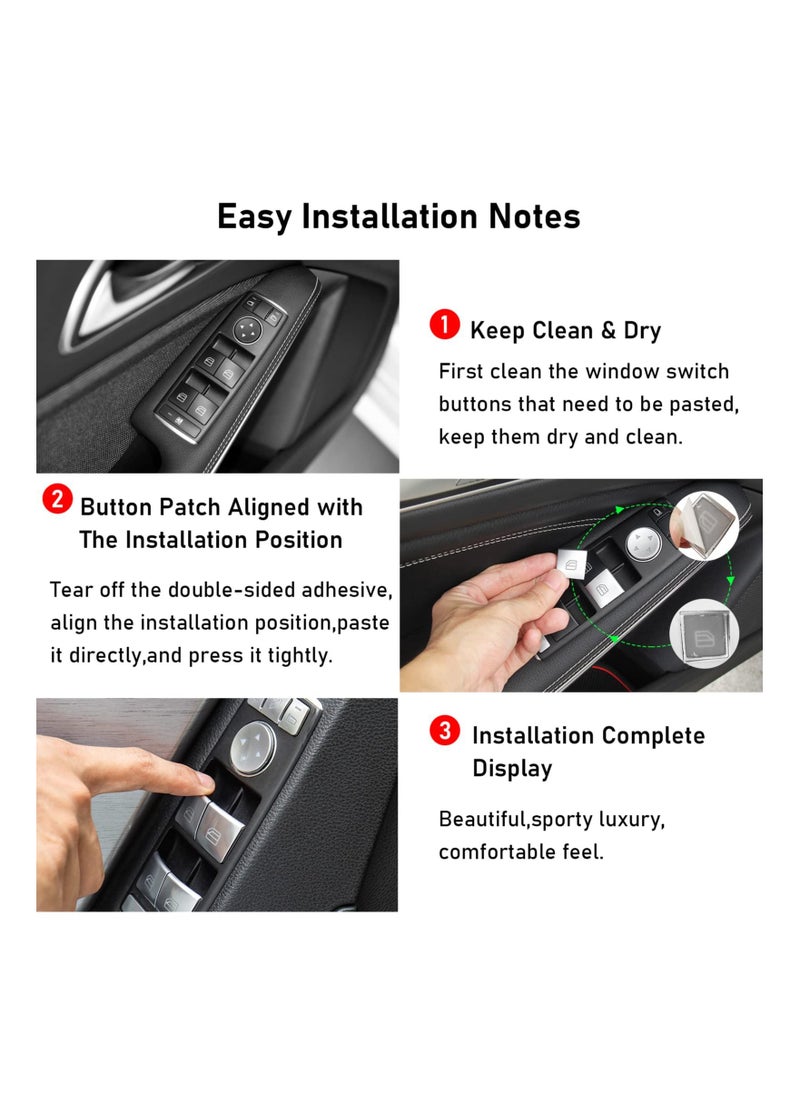 SYOSI - Inner Door Power Window Switch Button Covers Trim Sticker, Replacement Compatible with Mercedes Benz A B C E G GLA CLA GLK GL ML GLE Class W204 W212 W246 W166 X166 X204, for Tesla Modle X S 14 PCS - Image 1