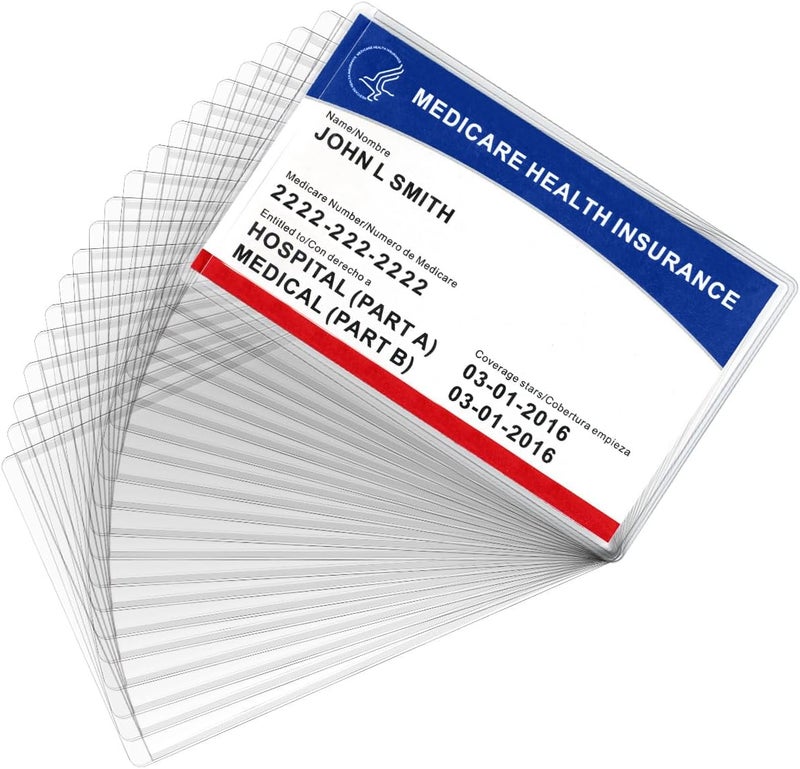 MaxGear New Medicare Card Holder Protector Sleeves, 12 Mil Clear PVC Water Resistant Medicare Card Protectors Sleeves for SSN, Credit and Business Cards, Social Security Cards Protector, 12 Pack - Image 1