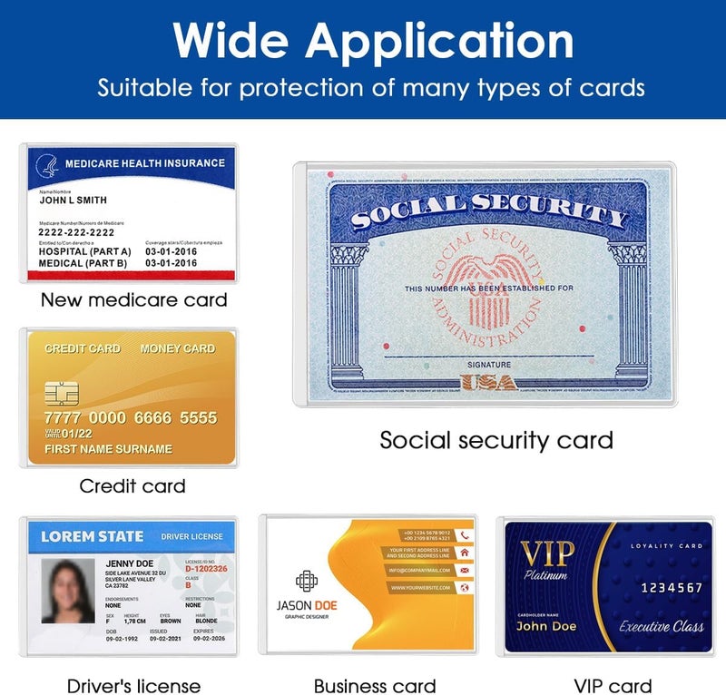 MaxGear New Medicare Card Holder Protector Sleeves, 12 Mil Clear PVC Water Resistant Medicare Card Protectors Sleeves for SSN, Credit and Business Cards, Social Security Cards Protector, 12 Pack - Image 5
