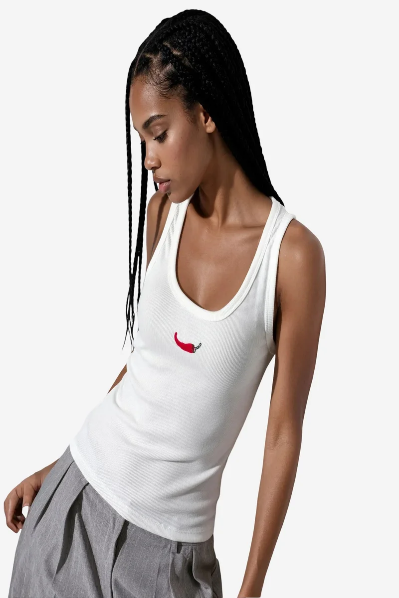 BUSEM Embroidered Knit Camisole Top