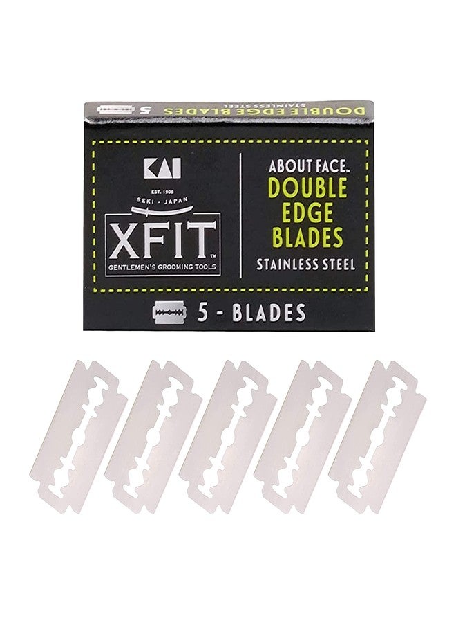 About Face Double Edge Safety Razor blades by Kai Xfit (5 Blades); Durable Stainless-steel Razor blades with Superior Cutting Edge for Precision Shaving; Multiple Uses; Conveniently fits all Double-Edge Razors - Image 1