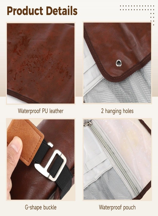 NIMBLOOM Toiletry Bag for Men, Waterproof Compact Bathroom Roll Organizer for Hygiene with 13 Pockets, PU Leather Travel Essentials Toiletry Bag for Shaving Kit - Image 3