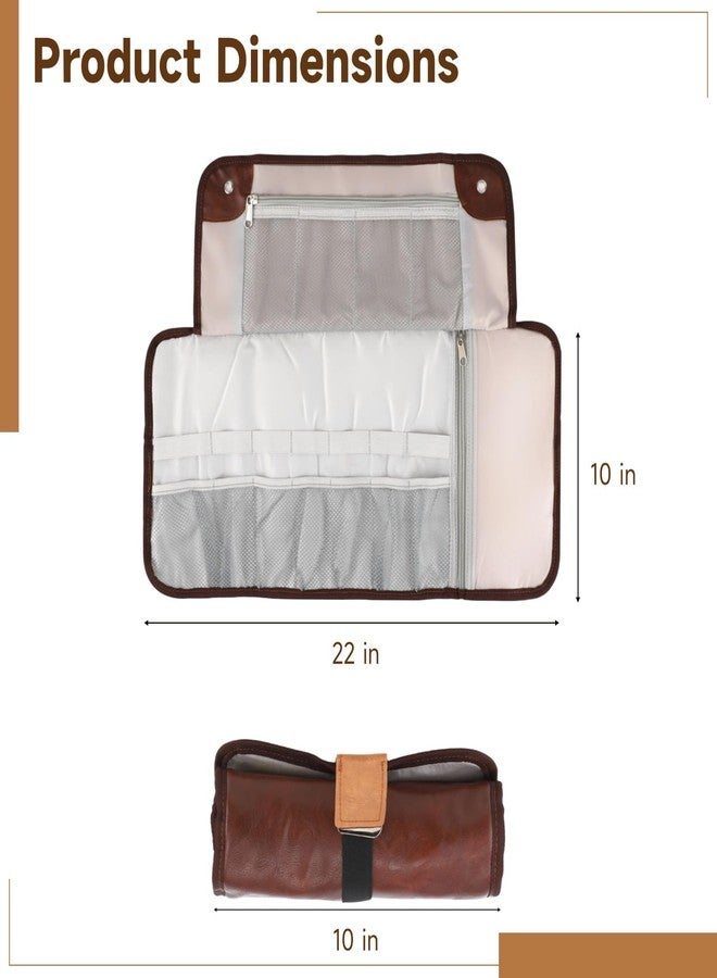 NIMBLOOM Toiletry Bag for Men, Waterproof Compact Bathroom Roll Organizer for Hygiene with 13 Pockets, PU Leather Travel Essentials Toiletry Bag for Shaving Kit - Image 4