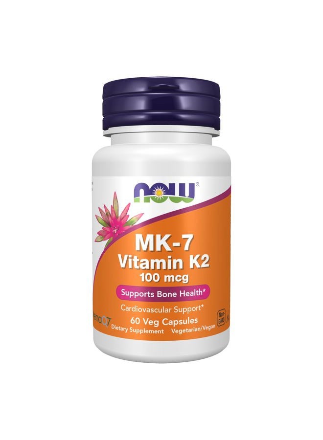 Now Foods MK-7 Vitamin K-2 100mcg Vegetable Capsules 60's - Image 1