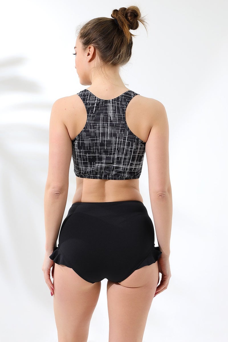 Aykum , High Waisted Bottom Bikini Set with Ruffle Lining - Image 5