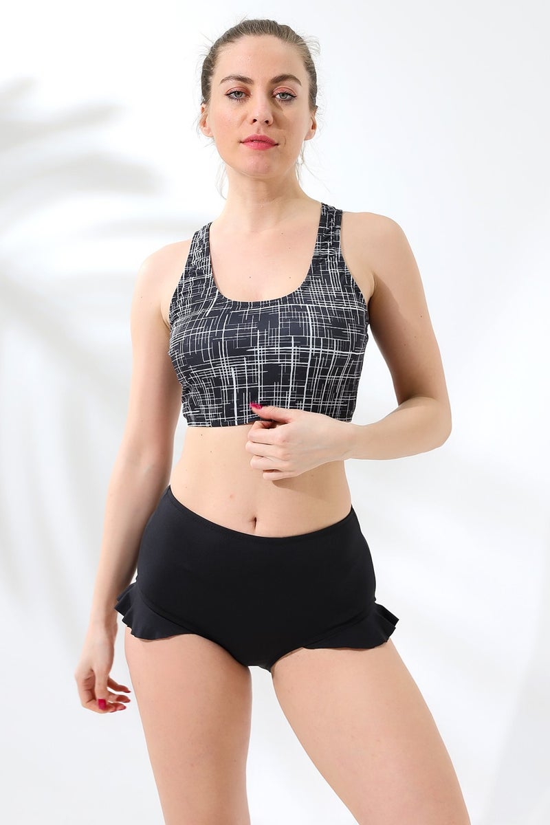 Aykum , High Waisted Bottom Bikini Set with Ruffle Lining - Image 2
