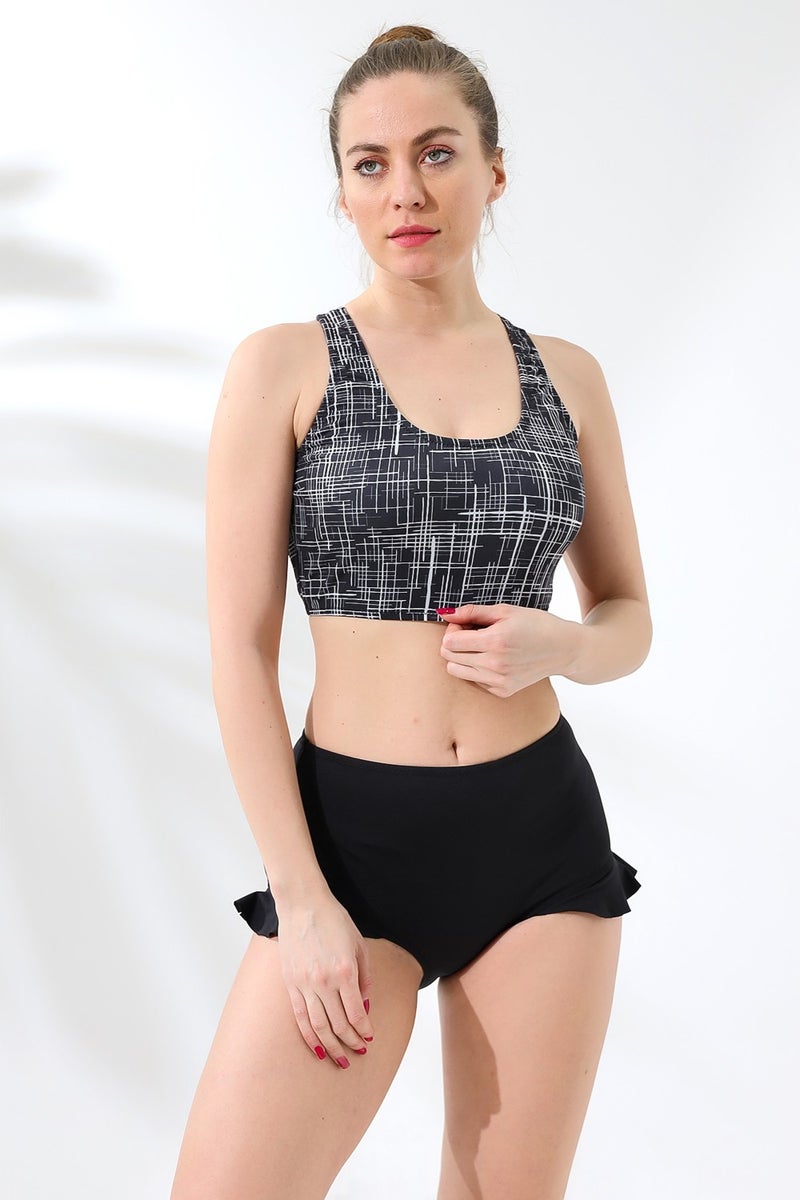 Aykum , High Waisted Bottom Bikini Set with Ruffle Lining - Image 4