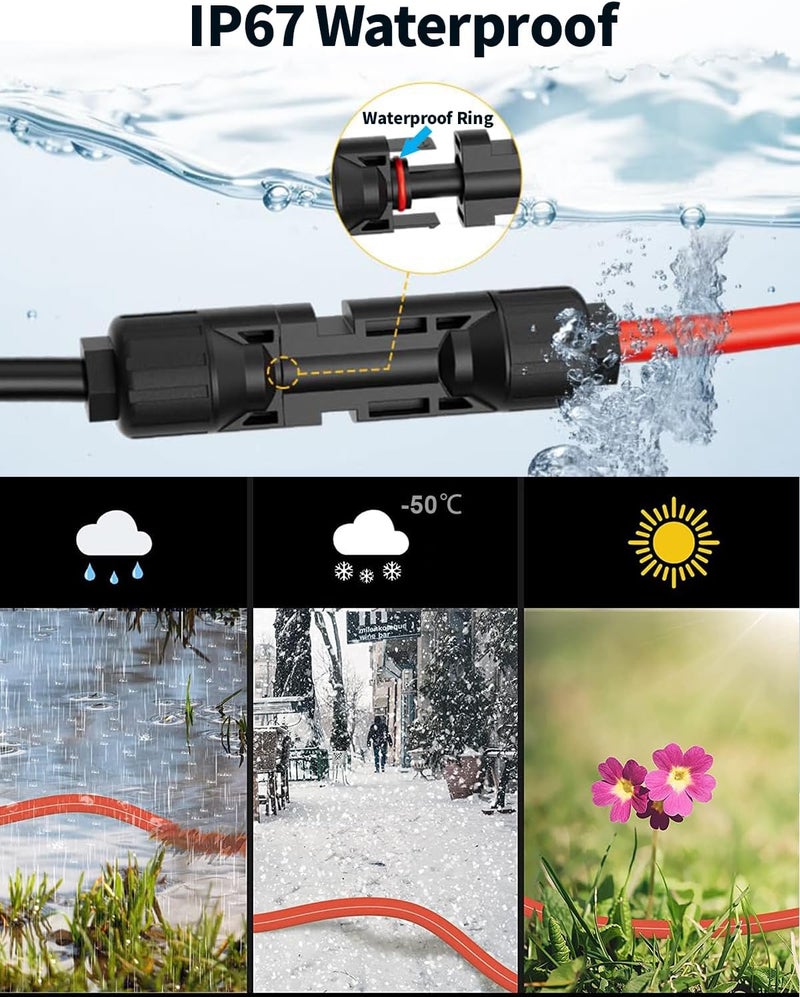 Tonton كابل تمديد لوحة الطاقة الشمسية من نوع بقطر 10 AWG وطول 10 أقدام، بلون برتقالي، مزود بموصلات من نوع ذكر إلى أنثى، مقاوم للعوامل الجوية، مناسب لأنظمة الطاقة الشمسية بما في ذلك المنازل المتنقلة (RVs)، الأسطح، والقوارب. - Image 3
