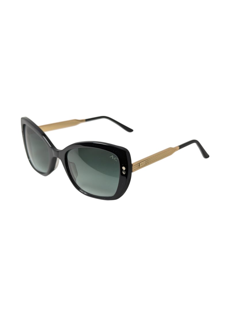 Authentic Armando Cavelli sunglasses, crafted from carefully selected premium acetate for a luxurious look and longevity with extensive use. This model combines modernity and classic style, with a raw black acetate front and golden -plated metal temples to complete your luxury look. Comes with premium polymer lenses offer UV400 protection in a gradient dark green