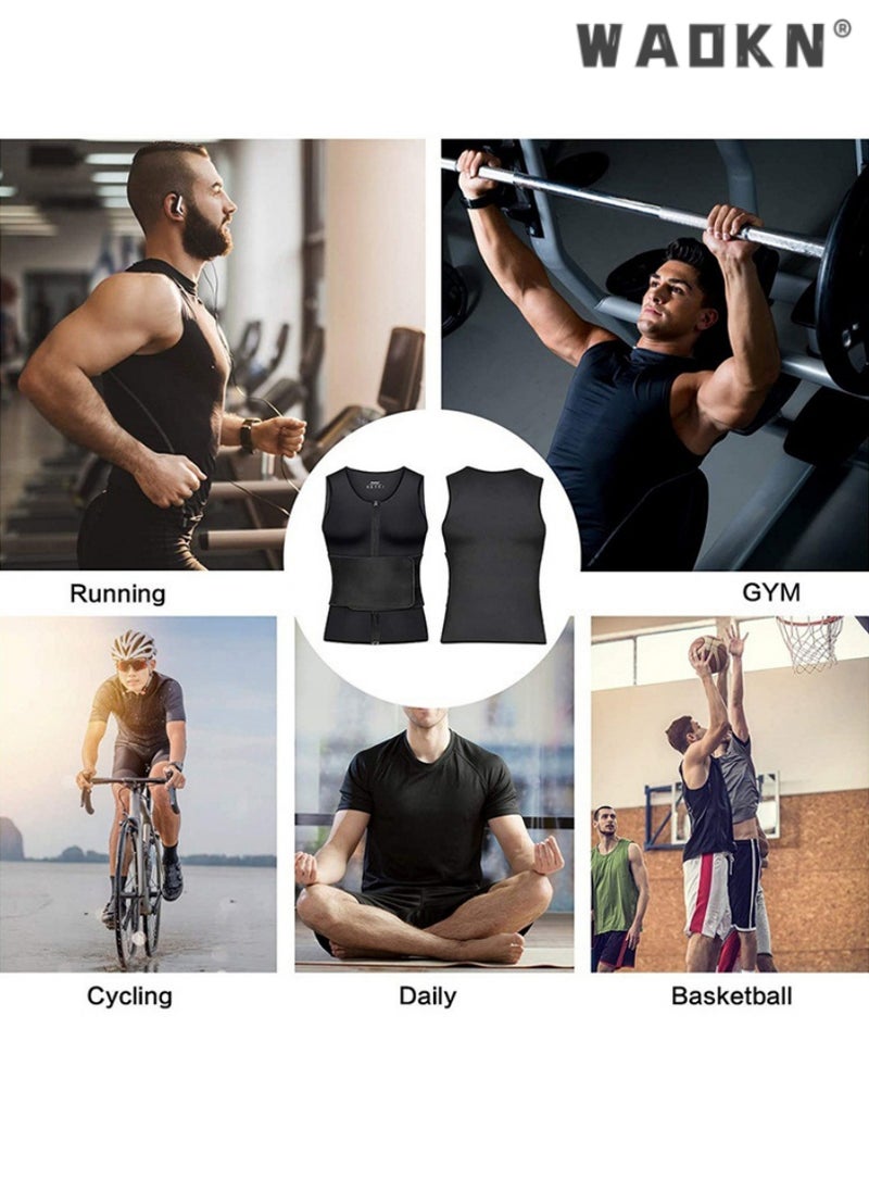 WAOKN - Men Body Shaper Waist Trainer Belt Your Belly Sweat Vest Slimming Underwear Weight Loss Shirt Fat Burner Workout Tank Tops Shaper Belly Reducing Shapewear Burn Fat Shirt Trimmer Belt - Image 1