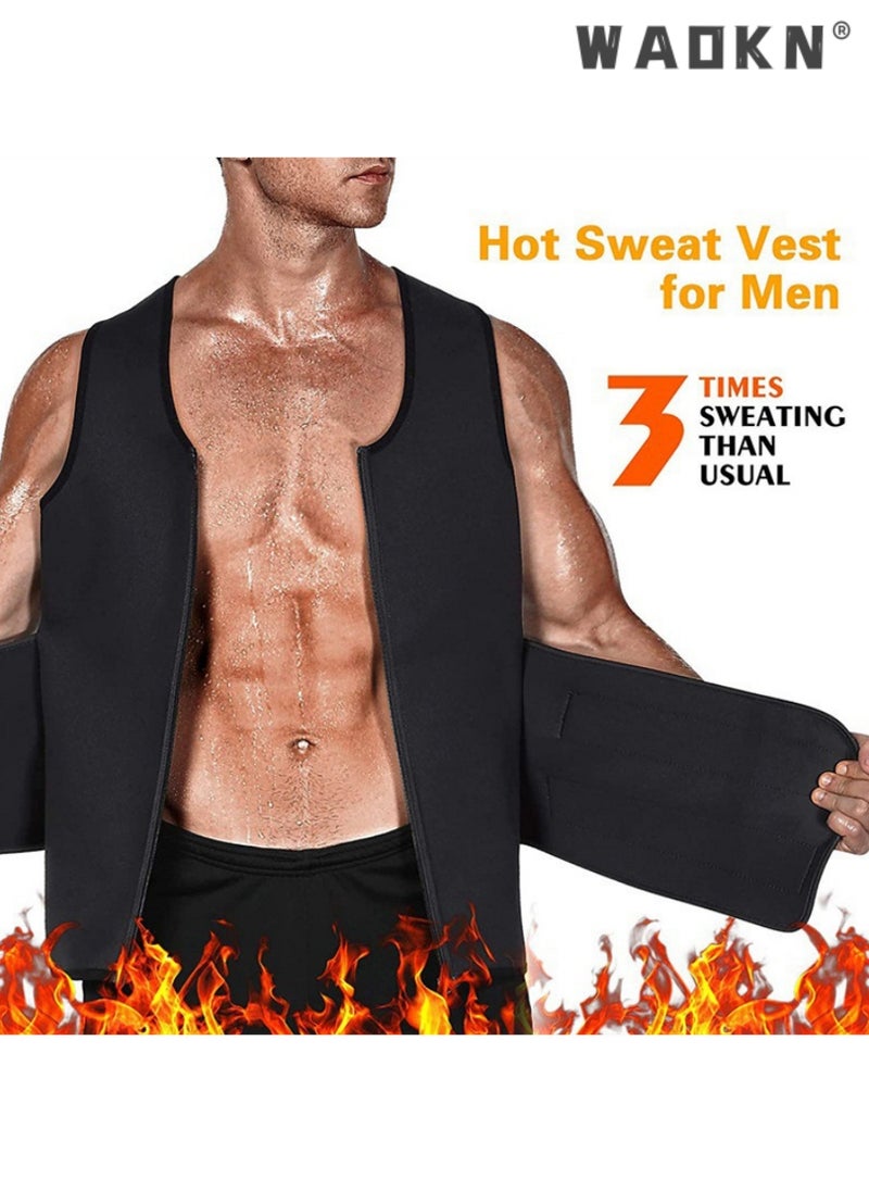 WAOKN - Men Body Shaper Waist Trainer Belt Your Belly Sweat Vest Slimming Underwear Weight Loss Shirt Fat Burner Workout Tank Tops Shaper Belly Reducing Shapewear Burn Fat Shirt Trimmer Belt - Image 1
