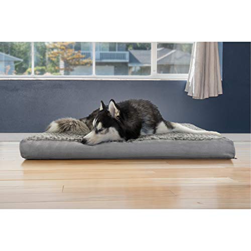 Furhaven Cooling Gel Dog Bed for Large Dogs w Removable Washable Cover For Dogs Up to 95 lbs Ultra Plush Faux Fur Suede Mattress Gray JumboXXL - Image 3