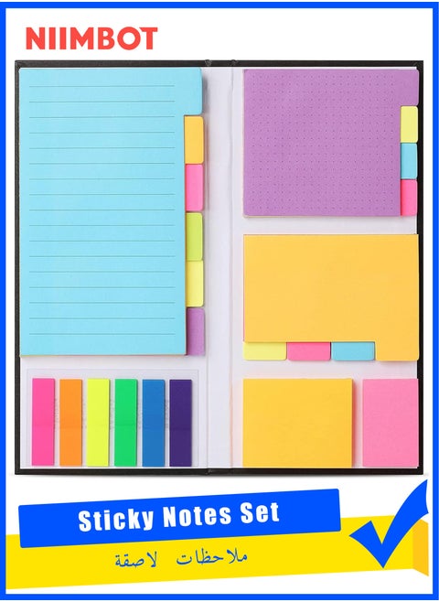 Sticky Notes Set, 410pcs Divider Sticky Notes Tabs, Divider Self-Stick Notes Pads Bundle with Bookmark Index for Planner Sticky Notes Tabs for School Supplies, Office, Book Notes
