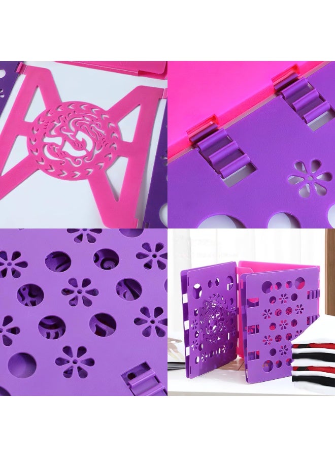 Generic Version 3 T-Shirt Folding Board Durable Flip Fold Clothes Folder Save Time Easy to Fast Plastic Clothes Folding Boards for Adults (Pink Purple) - Image 5