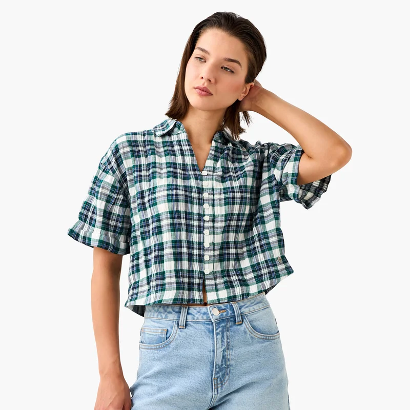 Lee Cooper Regular Fit Collared Checked Shirt