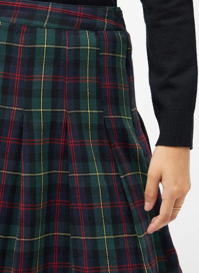 ساسافراس Green & Navy Blue Checked A-Line Skirt for Women