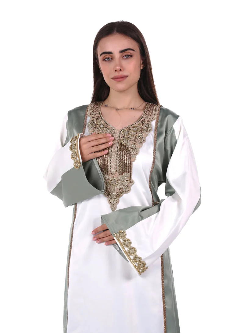 AL BENT AL SHARQIEH green women satin jalabiya dress for Women | Best Price UAE