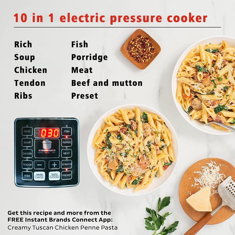 جليفار طنجرة ضغط متعددة الوظائف - طنجرة ذكية رقمية - 10 برامج طهي في 1، مؤقت تأخير، شاشة LED، وجبات سريعة، تصميم سهل التنظيف، مثالي لتحضير الوجبات والمطابخ المنزلية - Image 3