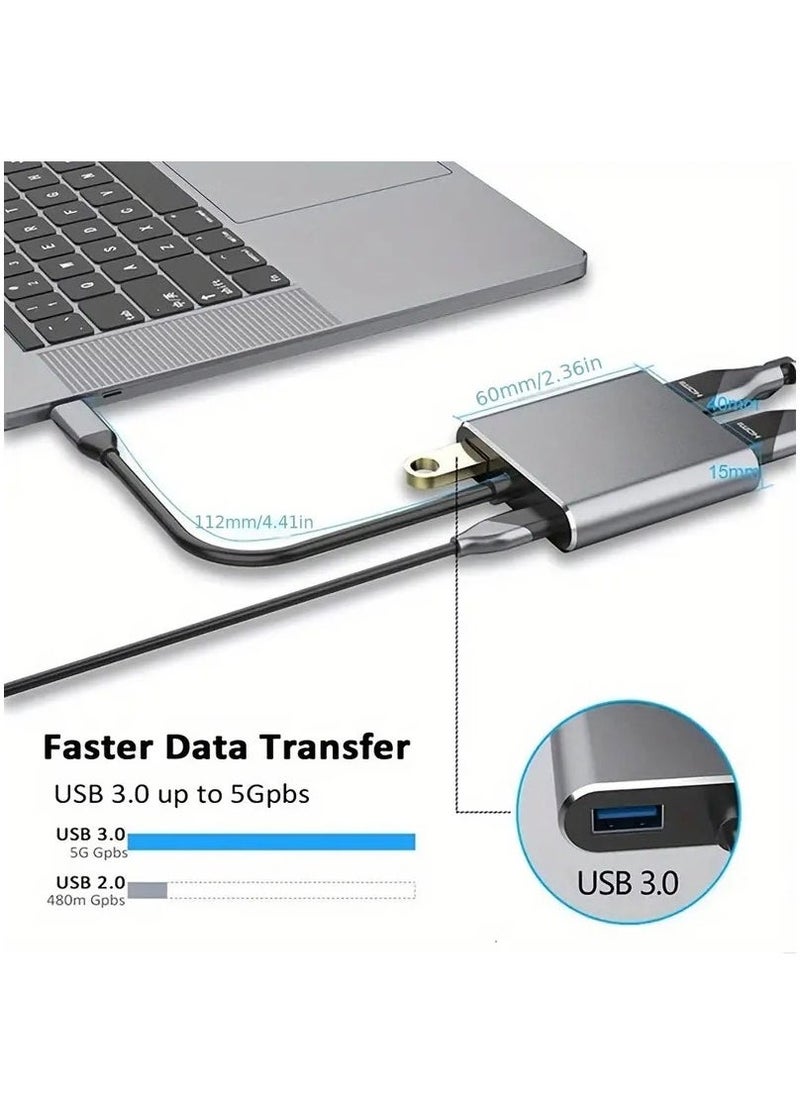 Arabest USB C Hub, USB 3.0 Hub Splitter, Type C to HDMI 4K VGA USB3.0 Audio Video Converter Charging Port Hub Adapter for All Computers, TVs, laptops Grey  - Image 5