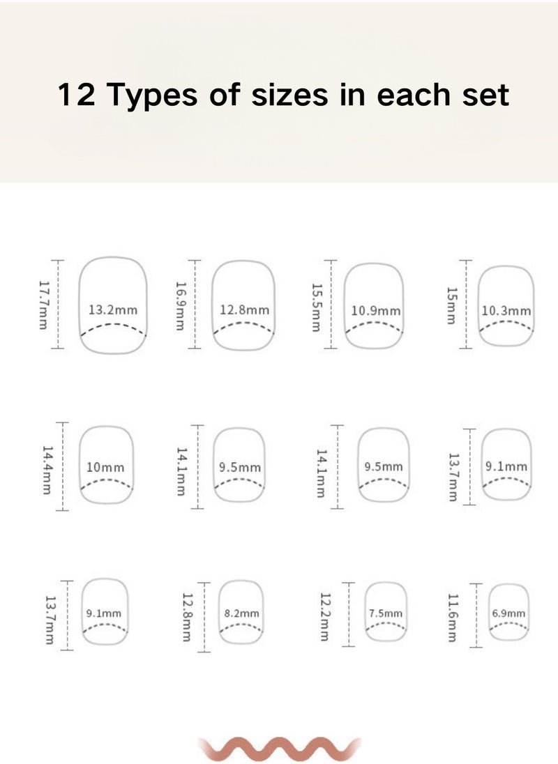ponny 24 Pieces False Nails with Glue Tool Set Mixing colors Gentle Red and Pink Press on Nails Simple Salon Nails French Style Nude Colour Cosmetics Makeup Nails for Ladies Girls Gift  - Image 5