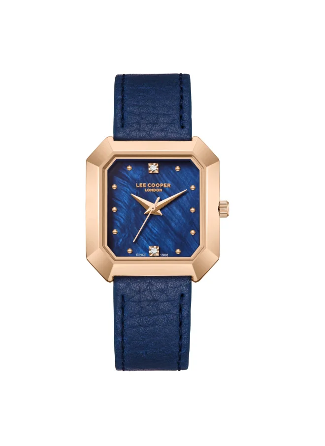 Lee Cooper Women's Watch, Analog Display and Leather Strap - LC08028.499, Blue