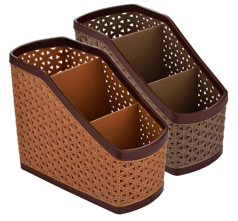 Kuber Industries 4 Sections Plastic Storage Basket Set, 2-Pieces, Multicolor - Image 1