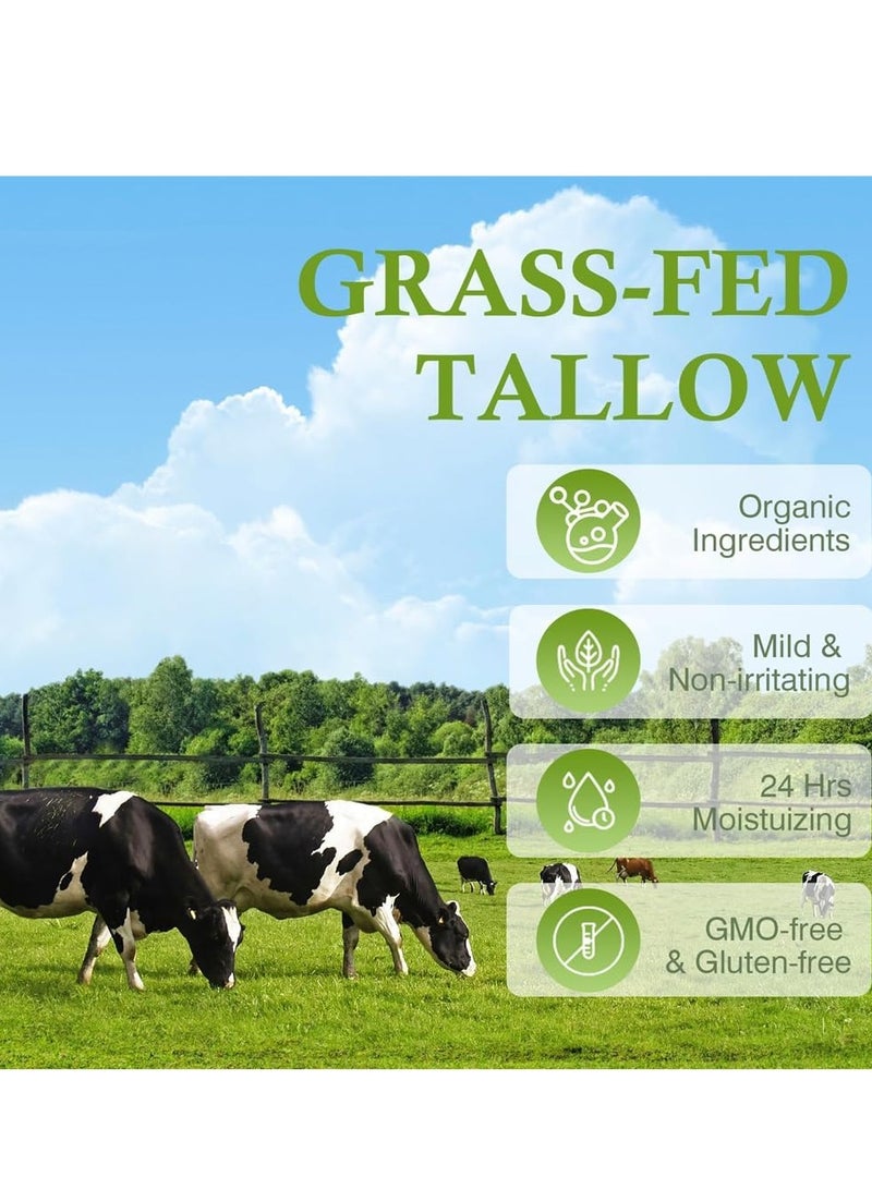 Beef Tallow Face Moisturizer, Unscented 100% Organic Grass-Fed Tallow, Whipped Face Cream & Body Lotion, Hydration & Skin Care for Sensitive Skin, 50g - Image 3