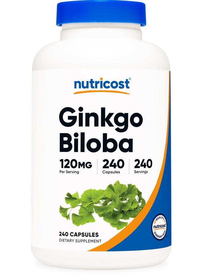 Nutricost جنكو بيلوبا 120 ملغ، 240 كبسولة - مستخلص جنكو بيلوبا بقوة إضافية - خالي من الغلوتين وغير معدل وراثيًا - Image 1