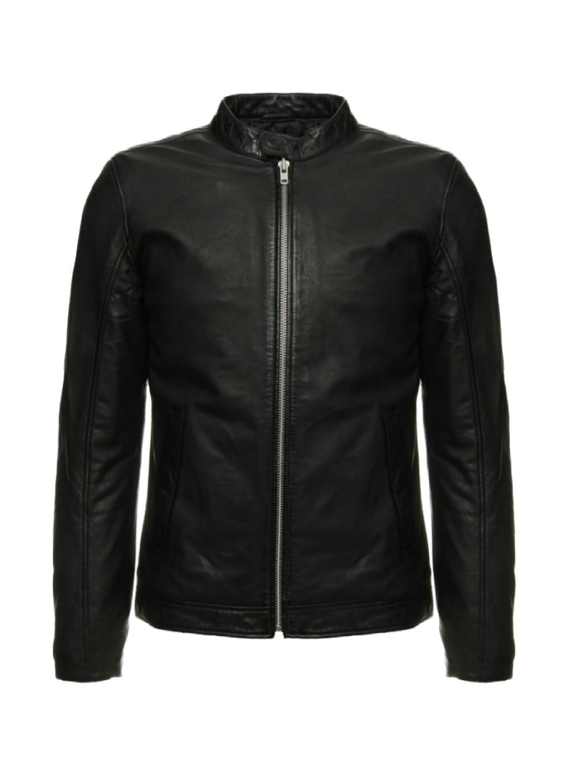 Leather (C23) Motorcycle Jacket Men-Black Real Leather Jacket for Men in Sizes from M to 4XL-Lambskin Leather Jacket  - Image 5