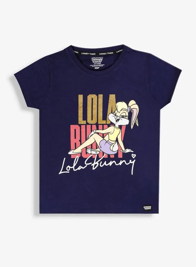 Looney Tunes Graphic Print Round Neck Fashion T-shirt