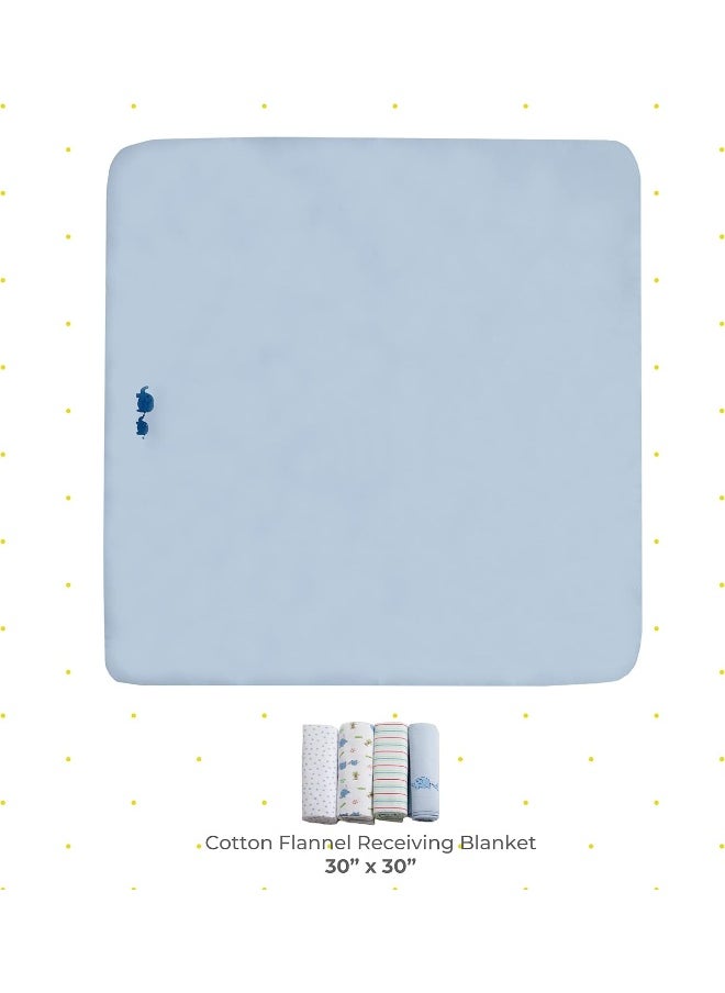 Spasilk Spasilk Baby-Boy Newborn 4 Pack Flannel Receiving Blanket, Blue Elephant, 30 Inch x 30 Inch  - Image 2