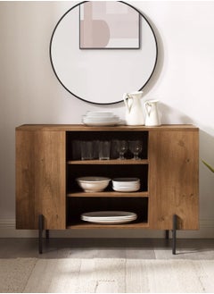 Modern Console Table with Storage - Rustic Oak Finish and Open Shelving Design - pzsku/Z93DB7946CB16901D116BZ/45/_/1737199901/42d405c4-c888-4a6e-b992-264be8d7b0de