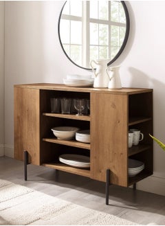 Modern Console Table with Storage - Rustic Oak Finish and Open Shelving Design - pzsku/Z93DB7946CB16901D116BZ/45/_/1737199901/d065fbb4-e7f2-46f6-871b-66f7ca0c2345