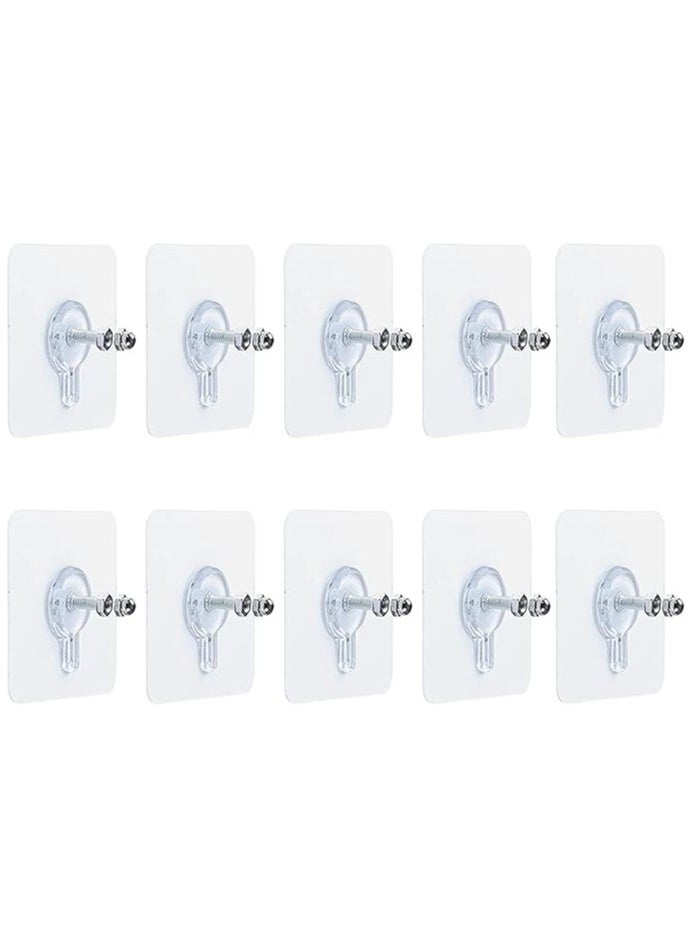 10 x Adhesive Wall Screws Hanging Nails for Hanging Adhesive Screws Wall Mounting Hooks for Kitchen, Bathroom, Bedroom, Living Room 