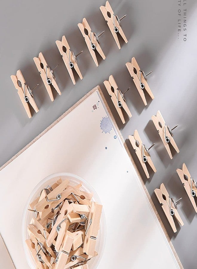 DOSEWART Push Pin Clips for Cork Board, 60 Pcs Wooden Paper Clips with Push pins for Bulletin Board Decoration, Artworks, Notes, Photos, Cubicle and Classroom Decor - Image 4
