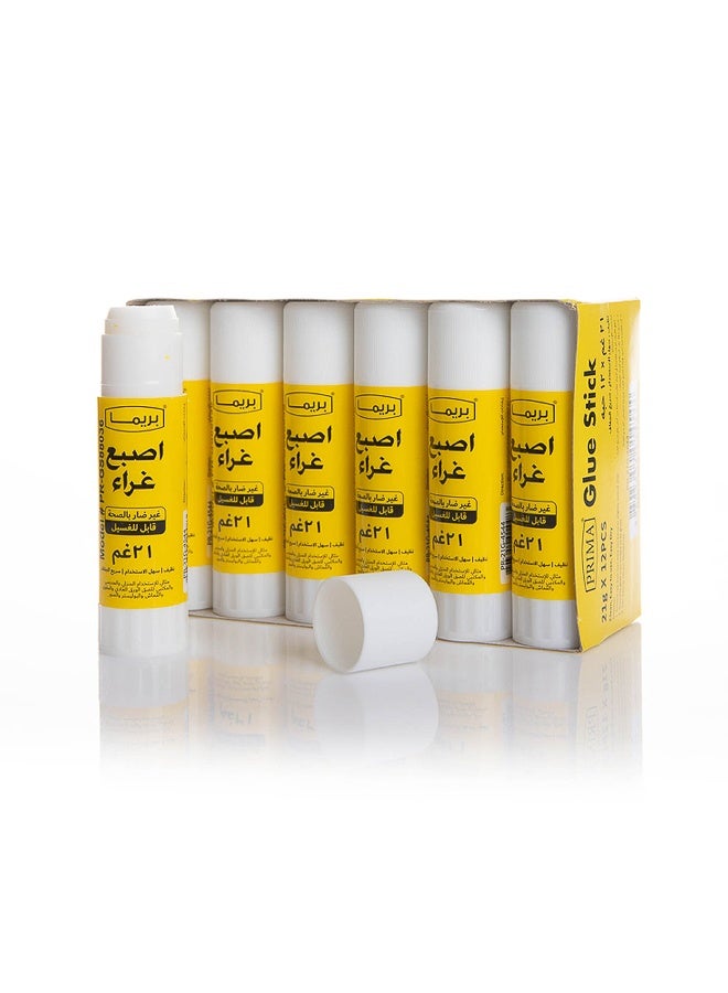 PRIMA Glue Stick Pack of 12 × 21g | | Made in Korea | Fast-Drying Non-Toxic Washable Glue Stick for Kids Crafts, School Projects & Office Paperwork, Smooth Smudge-Free Finish - Image 1