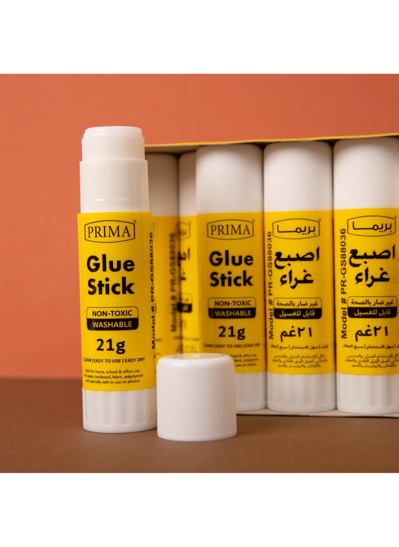 PRIMA Glue Stick Pack of 12 × 21g | | Made in Korea | Fast-Drying Non-Toxic Washable Glue Stick for Kids Crafts, School Projects & Office Paperwork, Smooth Smudge-Free Finish - Image 3