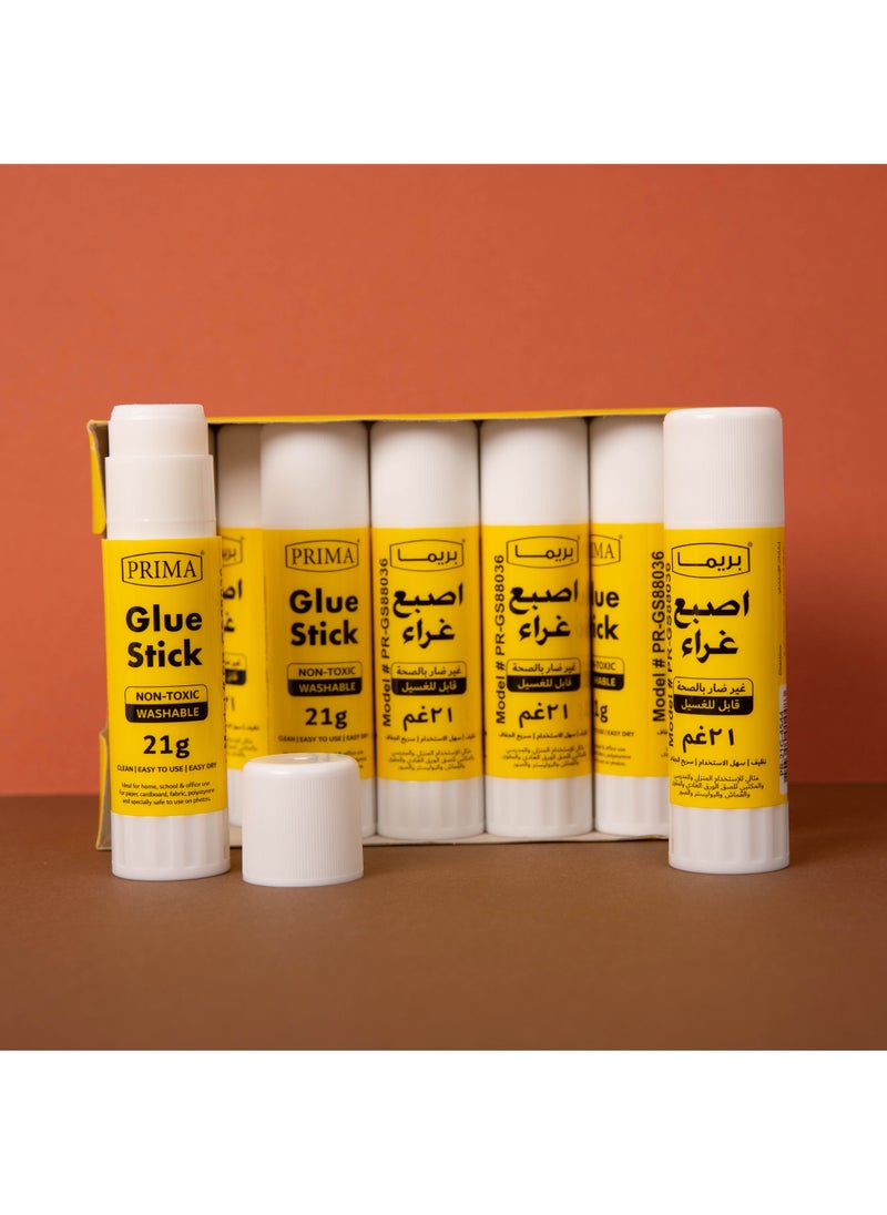 PRIMA Glue Stick Pack of 12 × 21g | | Made in Korea | Fast-Drying Non-Toxic Washable Glue Stick for Kids Crafts, School Projects & Office Paperwork, Smooth Smudge-Free Finish - Image 5