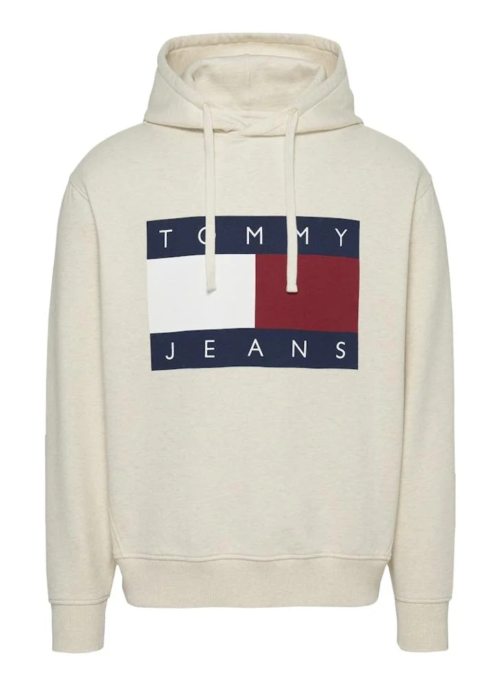 TOMMY JEANS Logo Print Drawstring  Pull Over Hoodie