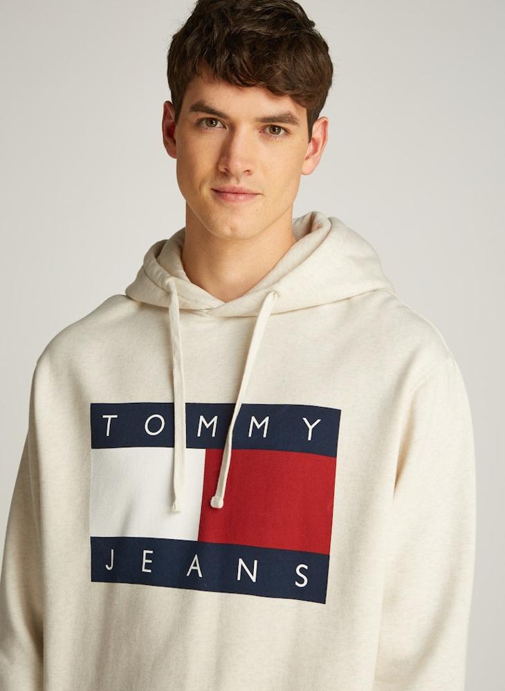 TOMMY JEANS Logo Print Drawstring  Pull Over Hoodie  - Image 3