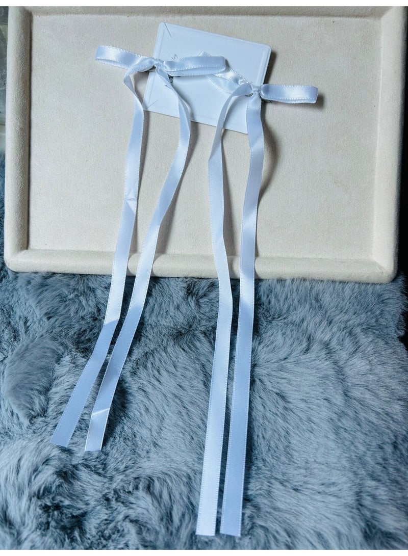 2 Pieces White Long Bowknot Hair Clips for Women Girls, Cute Bows Hair Ribbon Alligator Clips, Charming Hair Accessories for Every Occasion - Image 4